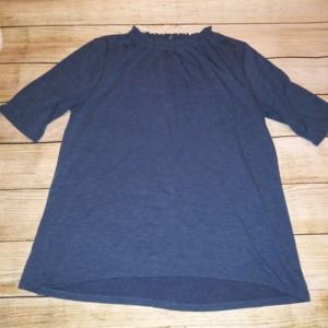 🎉 Loft Mock Neck Knit Blouse Navy Medium